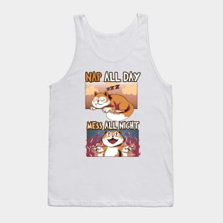 Nap All Day Mess All night Evil Cute Cat Tank Top